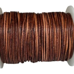 Pyöreä nahkanauha - Vintage-konjakinvärinen - 1mm