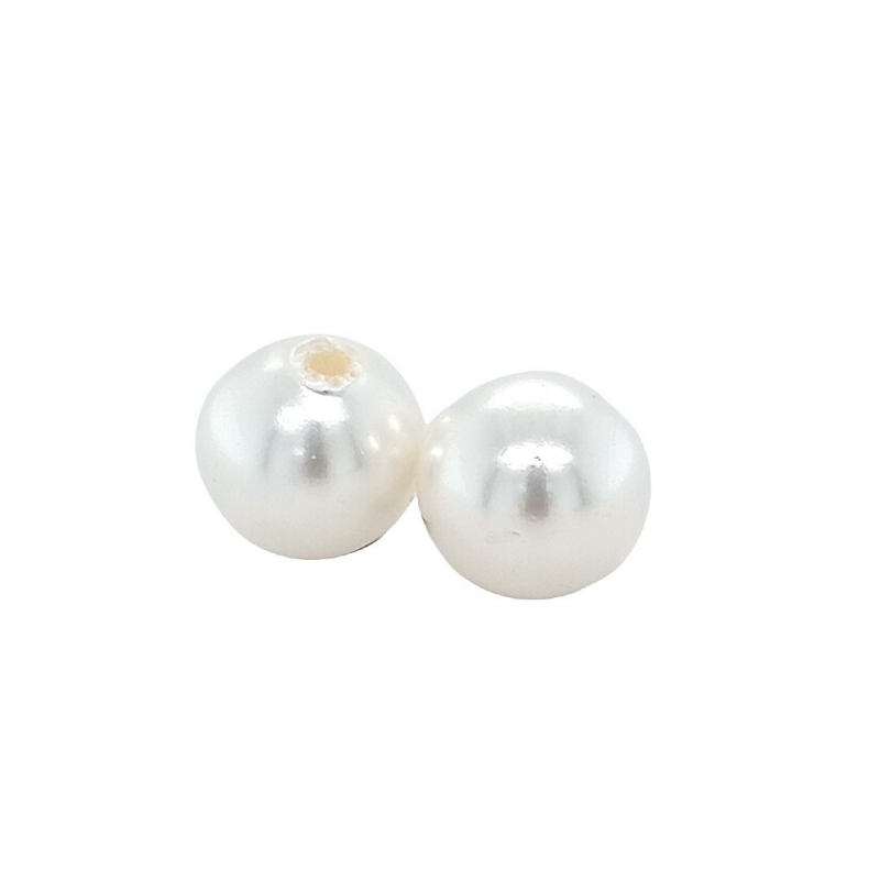 728.08_Pearl white 8mm, single hole, synthetic Helmi valkoinen 8mm, yksireikäinen, synteettinen - Image 1