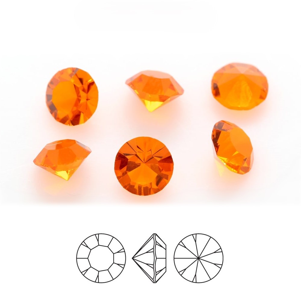 preciosa crystal chaton puhdas pyöreä kivi terävä takana ilman foliota auringon oranssi kuutiollinen zirkonia preciosa crystal chaton pure round stone orange cubic zirconia