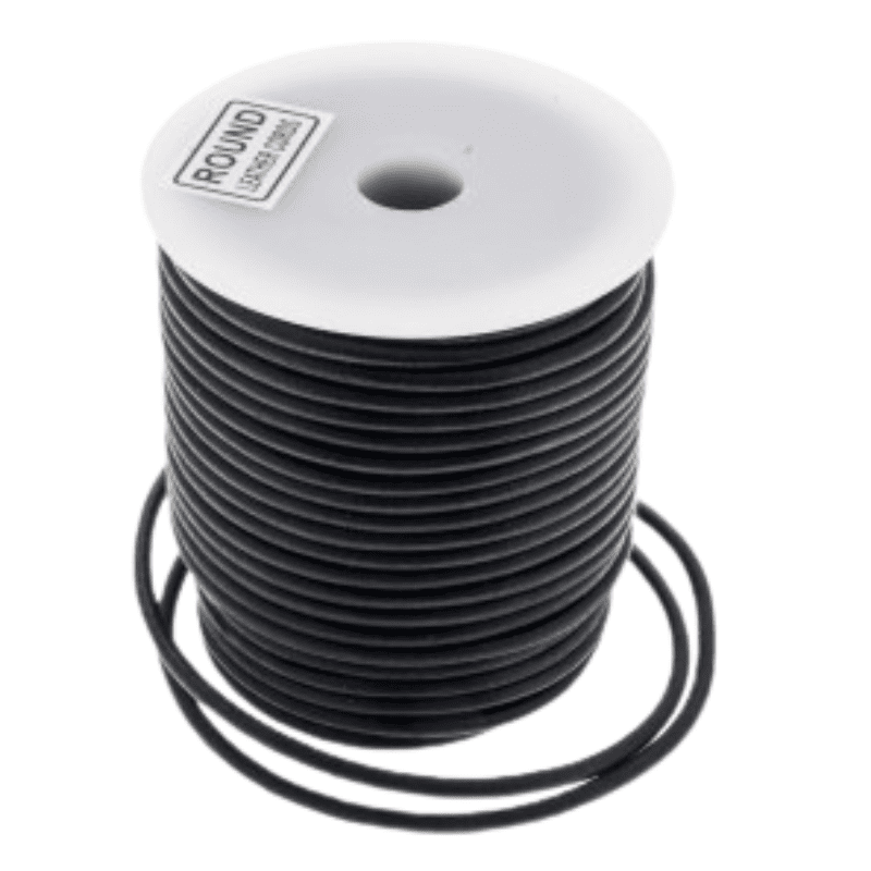 Leather_thread_Black_4_mm__25_m- Nahkanauha Musta 4 mm, 1 m - Image 1