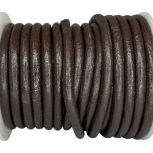 Pyöreä nahkanyöri - 5mm - Ruskea