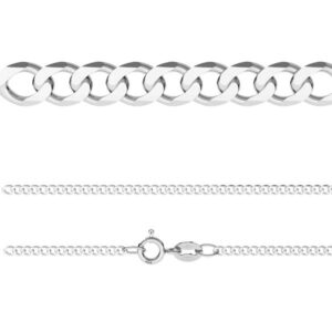 curb chain sterling silver 925 pd 40 50 cm