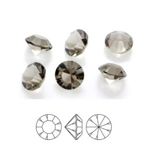 preciosa crystal chaton pure round stone pointed back unfoiled black diamond